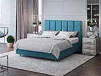 Кровать Routa велюр лофти лазурь без П/М 180x200, без ортопедического основания, изголовье мягкое