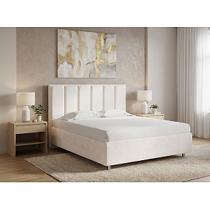 Кровать Routa велюр лофти лён 1200x2000, изголовье мягкое
