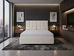 Кровать Routa велюр лофти лён без П/М 140x200, без ортопедического основания, изголовье мягкое