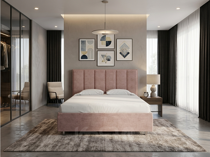 Кровать Routa велюр лофти мокко 1400x2000, изголовье мягкое