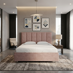 Кровать Routa велюр лофти мокко 1400x2000, изголовье мягкое