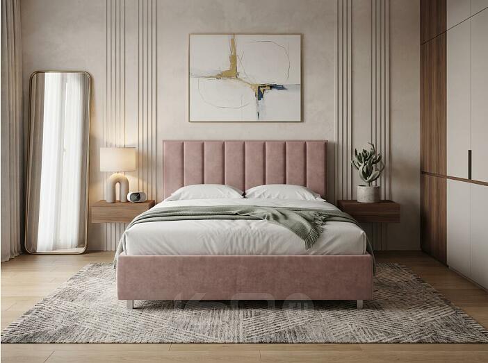 Кровать Routa велюр лофти мокко 1600x2000, изголовье мягкое