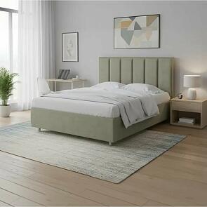 Кровать Routa велюр лофти олива 1400x2000, изголовье мягкое