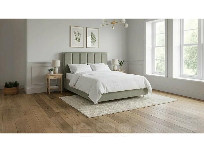 Кровать Routa велюр лофти олива без подъёмного механизма 2000x2000, без ортопедического основания, изголовье мягкое