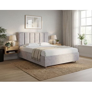Кровать Routa велюр лофти серый 1200x2000, изголовье мягкое