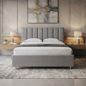 Кровать Routa велюр лофти серый 1800x2000, изголовье мягкое