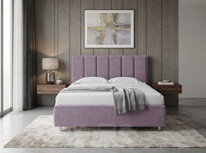Кровать Routa велюр лофти слива 1400x2000, изголовье мягкое