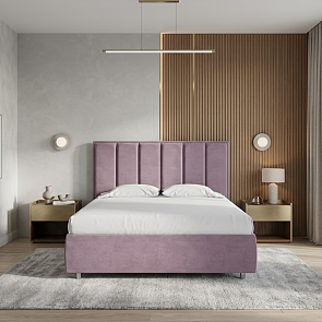 Кровать Routa велюр лофти слива 1600x2000, изголовье мягкое
