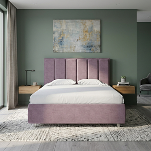 Кровать Routa велюр лофти слива 1800x2000, изголовье мягкое