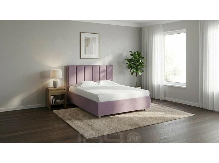 Кровать Routa велюр лофти слива без подъёмного механизма 2000x2000, без ортопедического основания, изголовье мягкое