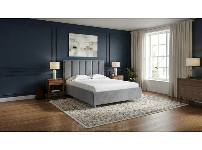 Кровать Routa велюр ultra мокрый асфальт без подъёмного механизма 2000x2000, без ортопедического основания, изголовье мягкое