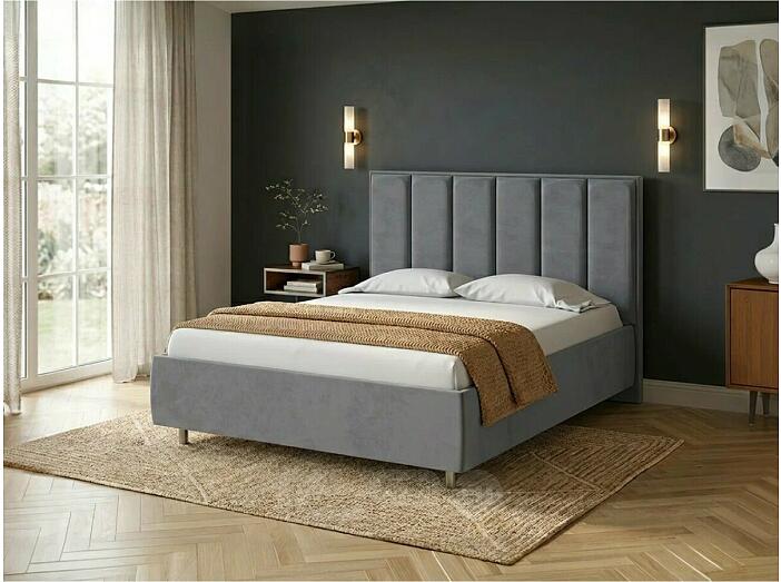 Кровать Routa велюр ultra мокрый асфальт 900x2000, изголовье мягкое