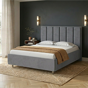 Кровать Routa велюр ultra мокрый асфальт 900x2000, изголовье мягкое