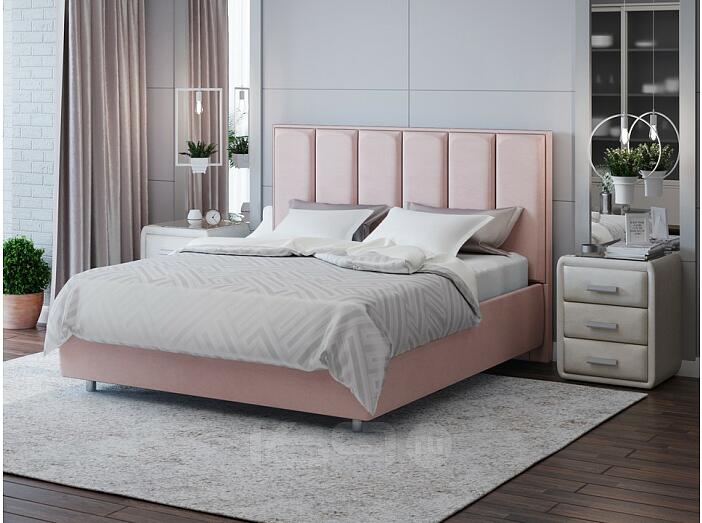 Кровать Routa велюр ultra розовый мусс 1400x2000, изголовье мягкое