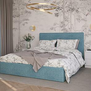 Кровать Соната рогожка мятный 1400x2000, изголовье мягкое