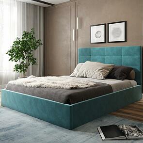 Кровать Соната велюр бирюзовый 1400x2000, изголовье мягкое