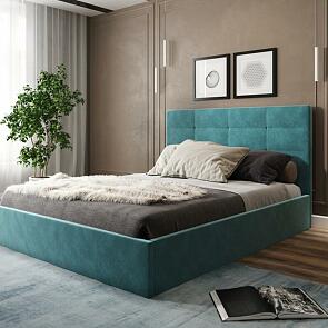 Кровать Соната велюр бирюзовый 1400x2000, изголовье мягкое