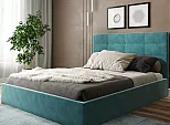 Кровать Соната велюр бирюзовый 1400x2000, изголовье мягкое