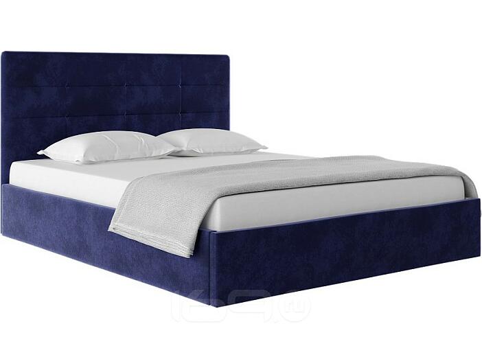 Кровать Соната велюр индиго 1400x2000, изголовье мягкое