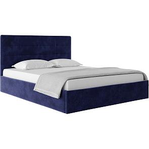 Кровать Соната велюр индиго 1400x2000, изголовье мягкое