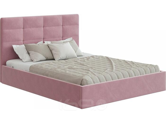 Кровать Соната велюр розовый 1400x2000, изголовье мягкое