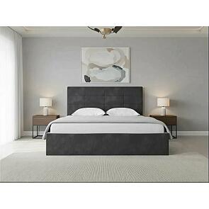 Кровать Соната велюр серый без подъёмного механизма 1400x2000, без ортопедического основания, изголовье мягкое