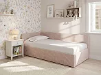 Кровать Umka велюр gratta 2 латте без П/М 80x200, без ортопедического основания, изголовье мягкое