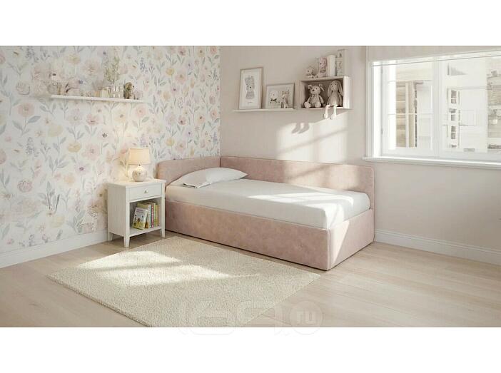 Кровать Umka велюр gratta 2 латте с подъемным механизмом 900x2000, изголовье мягкое