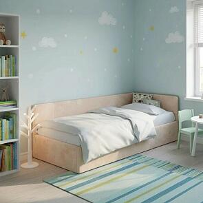 Кровать Umka велюр лофти бежевый С П/М 900x2000, изголовье мягкое