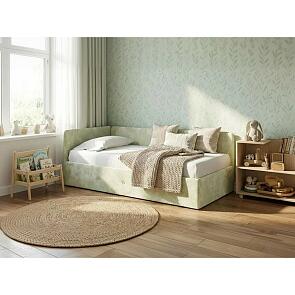 Кровать Umka велюр лофти олива С П/М 800x2000, ортопедическое основание, изголовье мягкое