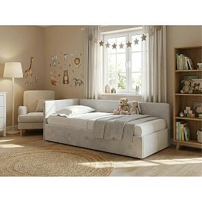 Кровать Umka велюр teddy 022 стальной С П/М 800x2000, ортопедическое основание, изголовье мягкое