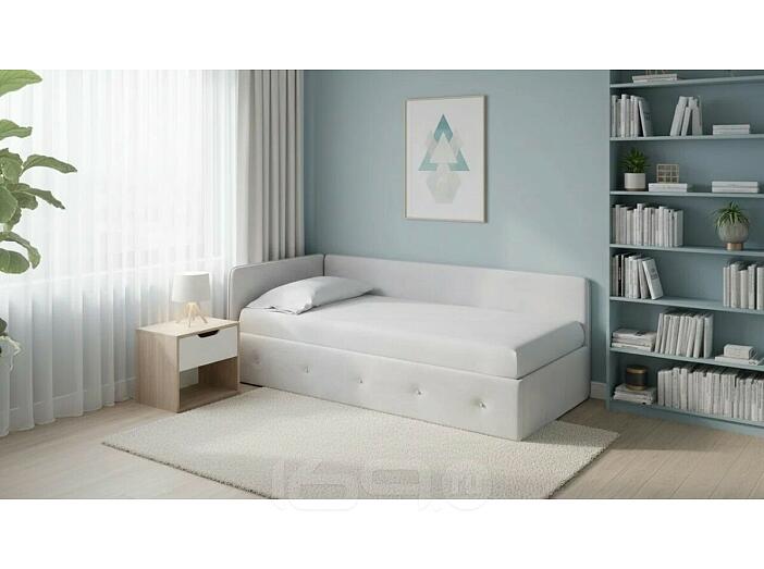 Кровать Umka велюр teddy 022 стальной с подъемным механизмом 900x2000, изголовье мягкое