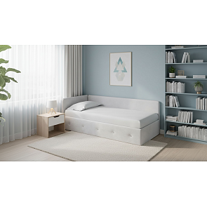 Кровать Umka велюр teddy 022 стальной С П/М 900x2000, ортопедическое основание, изголовье мягкое