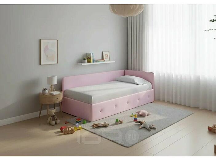 Кровать Umka велюр teddy 027 розовый фламинго С П/М 800x2000, ортопедическое основание, изголовье мягкое