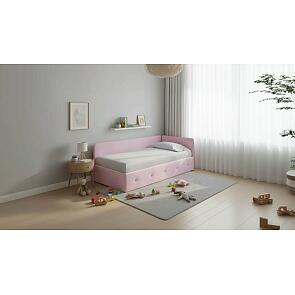 Кровать Umka велюр teddy 027 розовый фламинго с подъемным механизмом 800x2000, изголовье мягкое