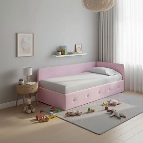 Кровать Umka велюр teddy 027 розовый фламинго С П/М 900x2000, ортопедическое основание, изголовье мягкое