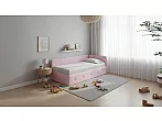 Кровать Umka велюр teddy 027 розовый фламинго без П/М 90x200, без ортопедического основания, изголовье мягкое