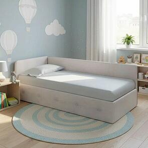 Кровать Umka велюр teddy 302 жемчужный С П/М 800x2000, изголовье мягкое