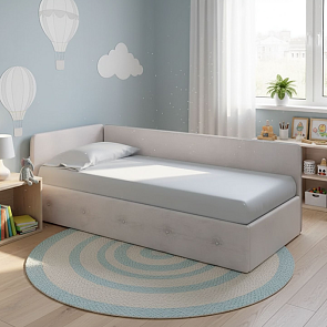 Кровать Umka велюр teddy 302 жемчужный С П/М 800x2000, ортопедическое основание, изголовье мягкое