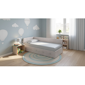 Кровать Umka велюр teddy 302 жемчужный С П/М 900x2000, ортопедическое основание, изголовье мягкое