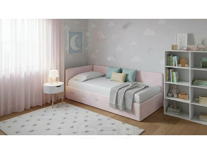 Кровать Umka велюр teddy 306 лунный с подъемным механизмом 800x2000, изголовье мягкое