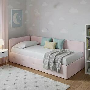 Кровать Umka велюр teddy 306 лунный С П/М 900x2000, изголовье мягкое