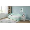 Кровать Umka велюр teddy 337 мятный с подъемным механизмом 800x2000, изголовье мягкое