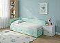 Кровать Umka велюр teddy 337 мятный С П/М 800x2000, ортопедическое основание, изголовье мягкое