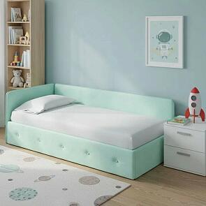 Кровать Umka велюр teddy 337 мятный С П/М 900x2000, изголовье мягкое