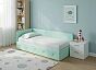 Кровать Umka велюр teddy 337 мятный С П/М 900x2000, ортопедическое основание, изголовье мягкое