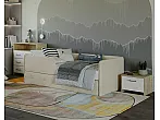 Кровать Umka велюр ultra песочный без П/М 90x200, без ортопедического основания, изголовье мягкое