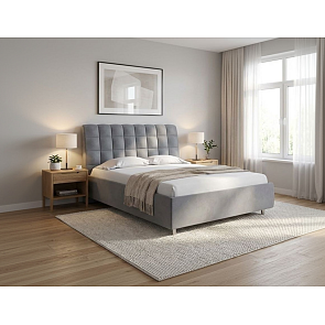 Кровать Volumo велюр ultra мокрый асфальт 1200x2000, изголовье мягкое