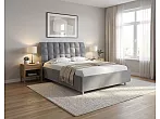 Кровать Volumo велюр ultra мокрый асфальт без П/М 160x200, без ортопедического основания, изголовье мягкое