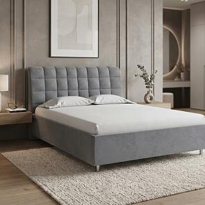 Кровать Volumo велюр ultra мокрый асфальт 1800x2000, изголовье мягкое